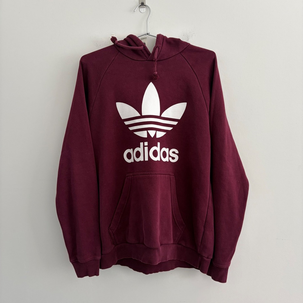 Adidas Originals Trefoil Hoodie Maroon Burgundy Mens Large